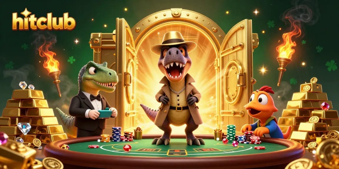 Experience the thrilling hitclub casino scene with a dinosaur-themed blackjack game encounter.