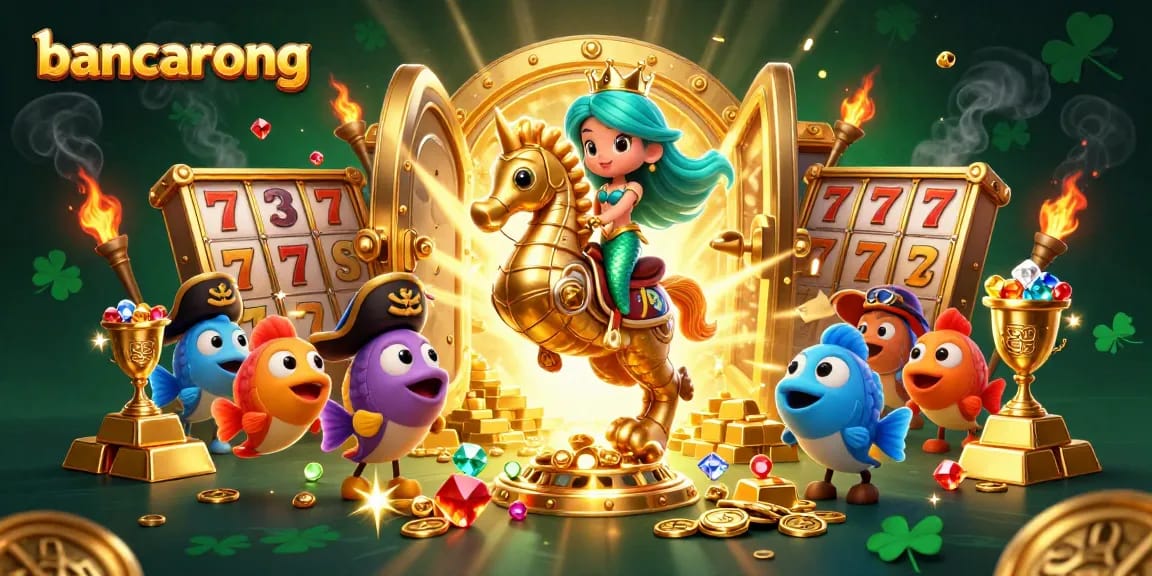 Bancarong captures the essence of online gaming with a vibrant 3D casino illustration featuring a mermaid and treasures.