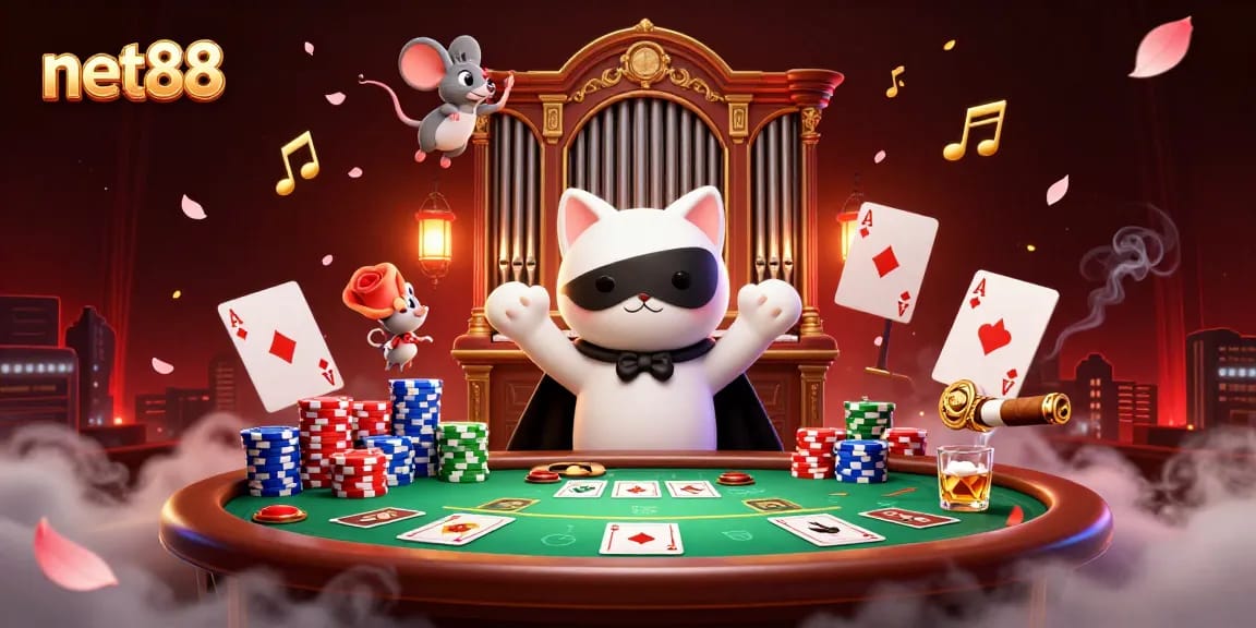 Engage with the thrilling atmosphere of net88 at an ornamental casino filled with vibrant gaming elements.