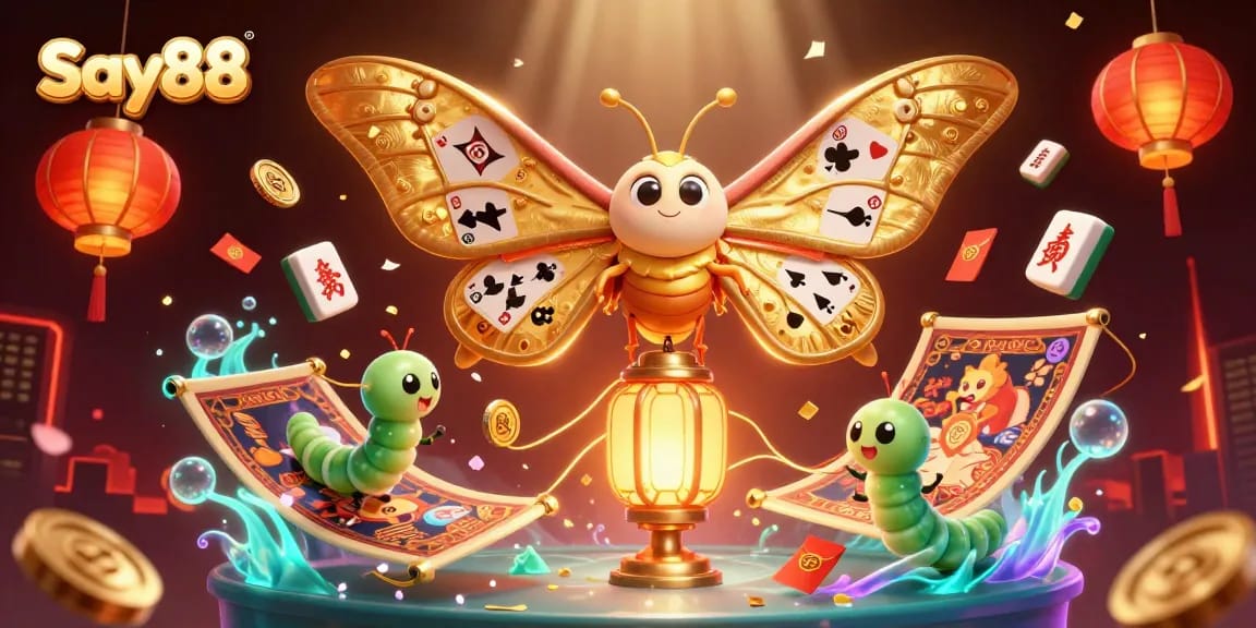 Engage in thrilling adventures at Say88 with captivating casino elements around an enchanting moth.