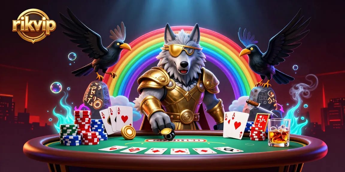 Experience thrilling gaming action at rikvip with Odin and his ravens in a vibrant casino scene