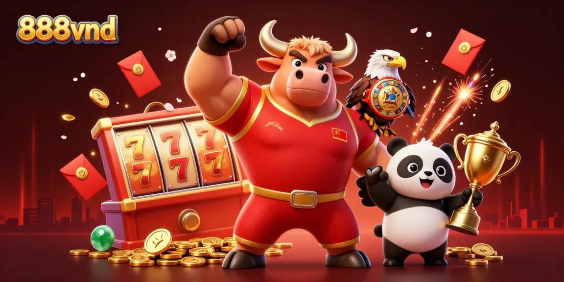 Play exciting games at 888vnd with spinning slot reels and vibrant casino elements