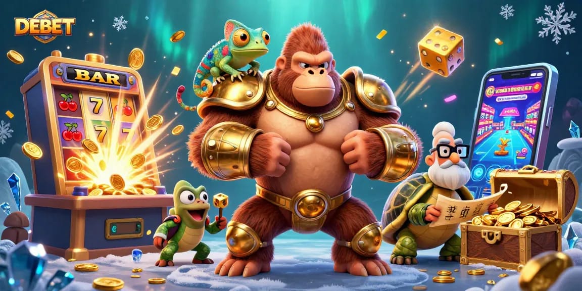 DEBET engages players with exciting jackpot slots featuring a powerful gorilla king in 3D.