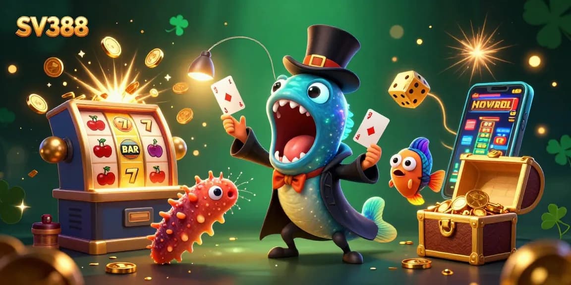 SV388 features a magical underwater scene with vibrant characters and a lively casino theme.