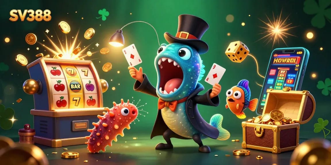 SV388 features a magical underwater scene with vibrant characters and a lively casino theme.