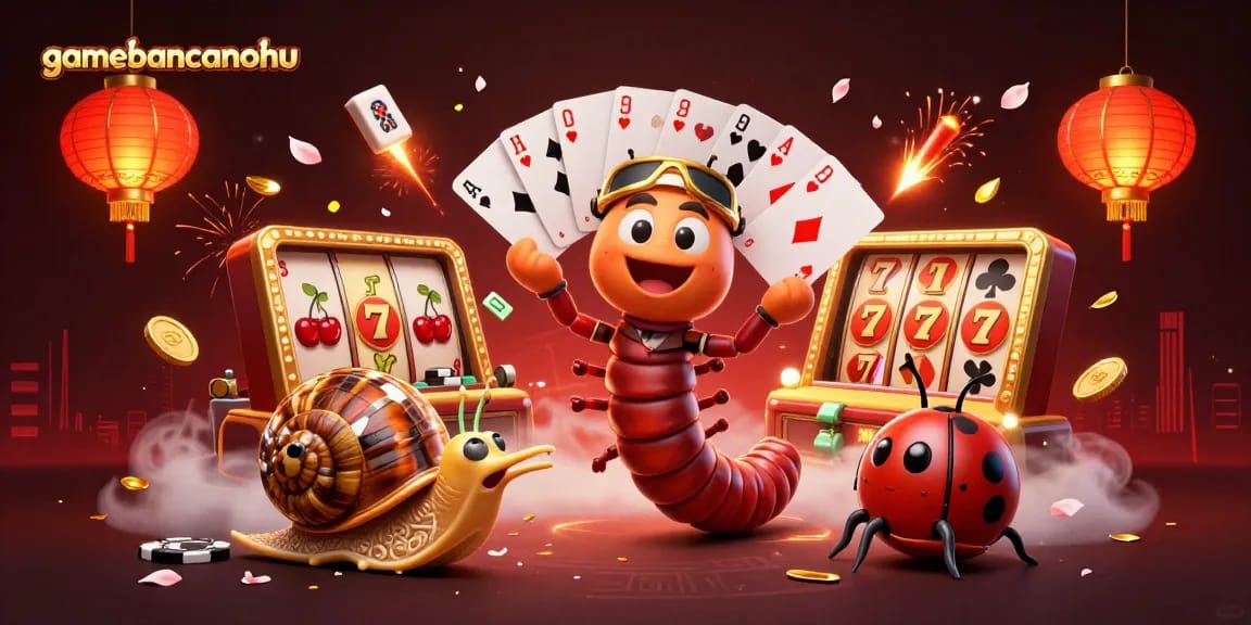 Engage with gamebancanohu in this lively casino scene featuring a millipede dealer and lucky characters.