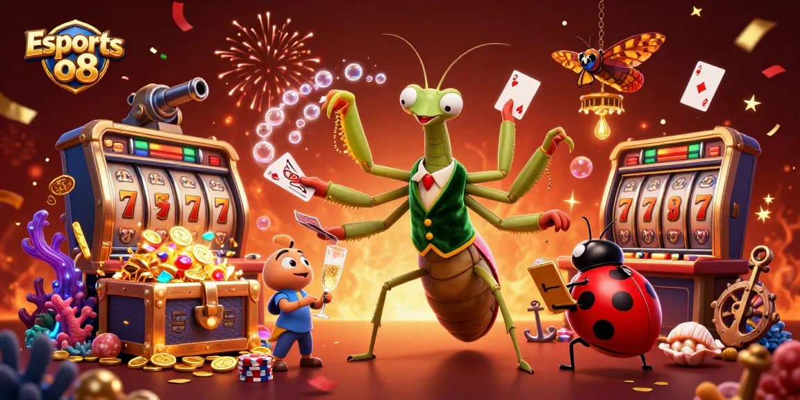 Experience the thrill of Esports o8 with dynamic characters and vibrant casino elements.