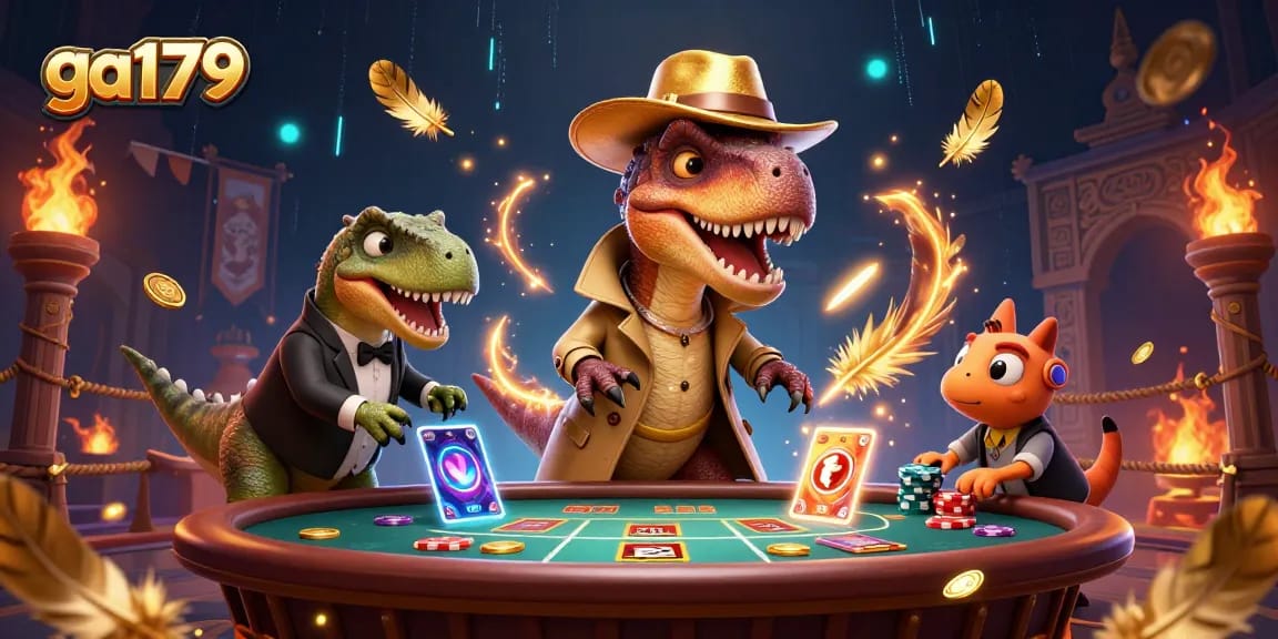 Experience the excitement of ga179 as the velociraptor engages in blackjack with thrilling visuals.