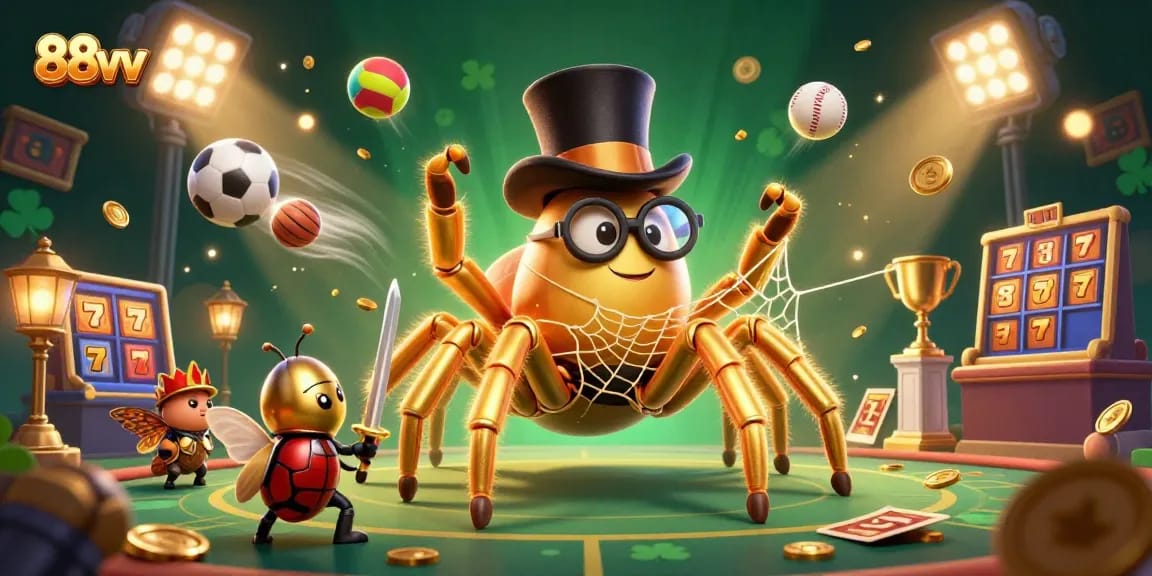 Experience thrilling gaming at 88vv with a dynamic casino scene showcasing vibrant characters and action.