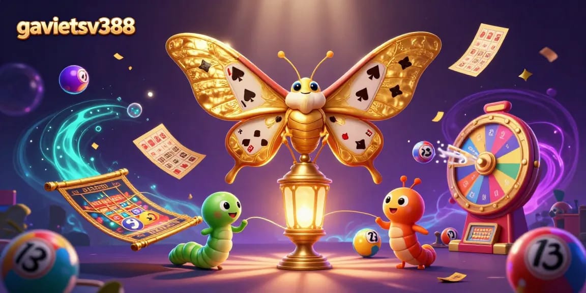 Experience thrilling gaming adventures with gavietsv388 lottery and casino elements in a vibrant illustration.