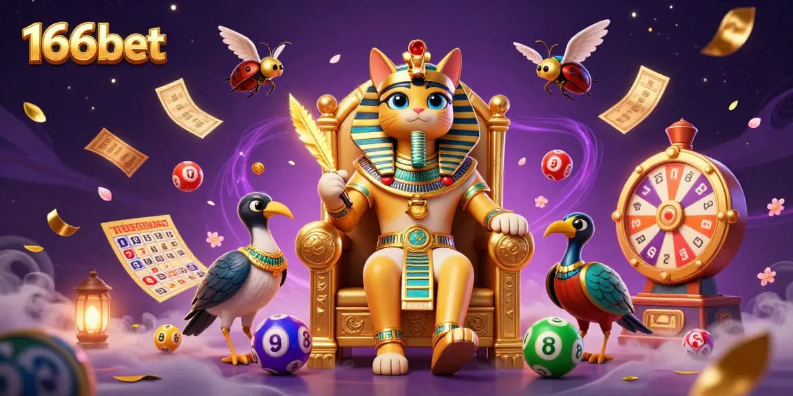 Experience thrilling gaming at 166bet with vibrant visuals of lottery elements and prizes.