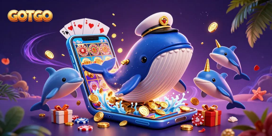 Bergabunglah dengan petualangan bawah laut di GOTOTO menampilkan ikan paus, narwhal, dan lumba-lumba dalam suasana kasino yang berwarna-warni.
