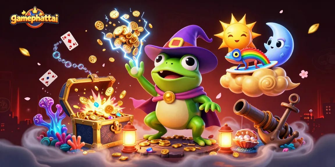 Spin the reels with gamephattai’s enchanting characters amidst a cascade of gold coins.