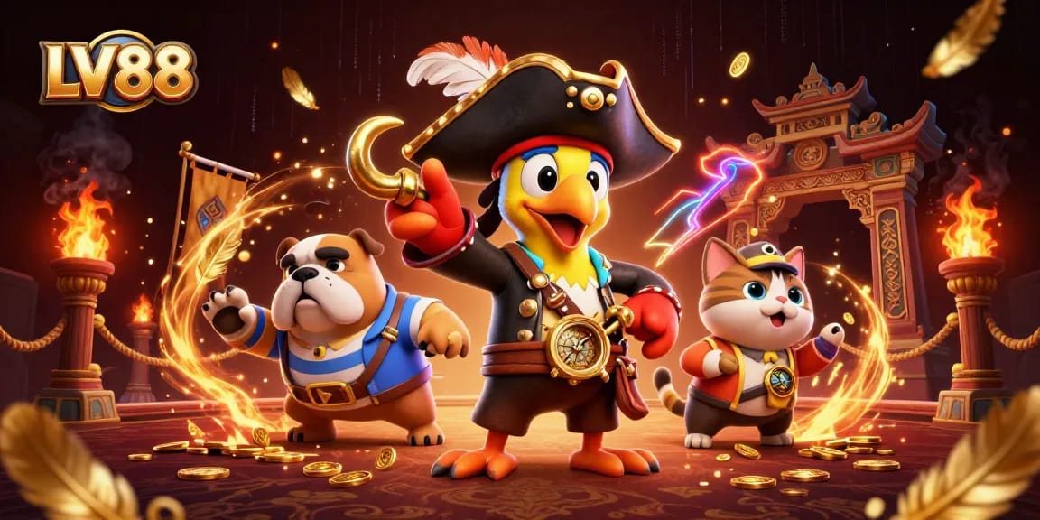 Engage in the excitement of LV88 gaming with dynamic characters and vibrant casino elements