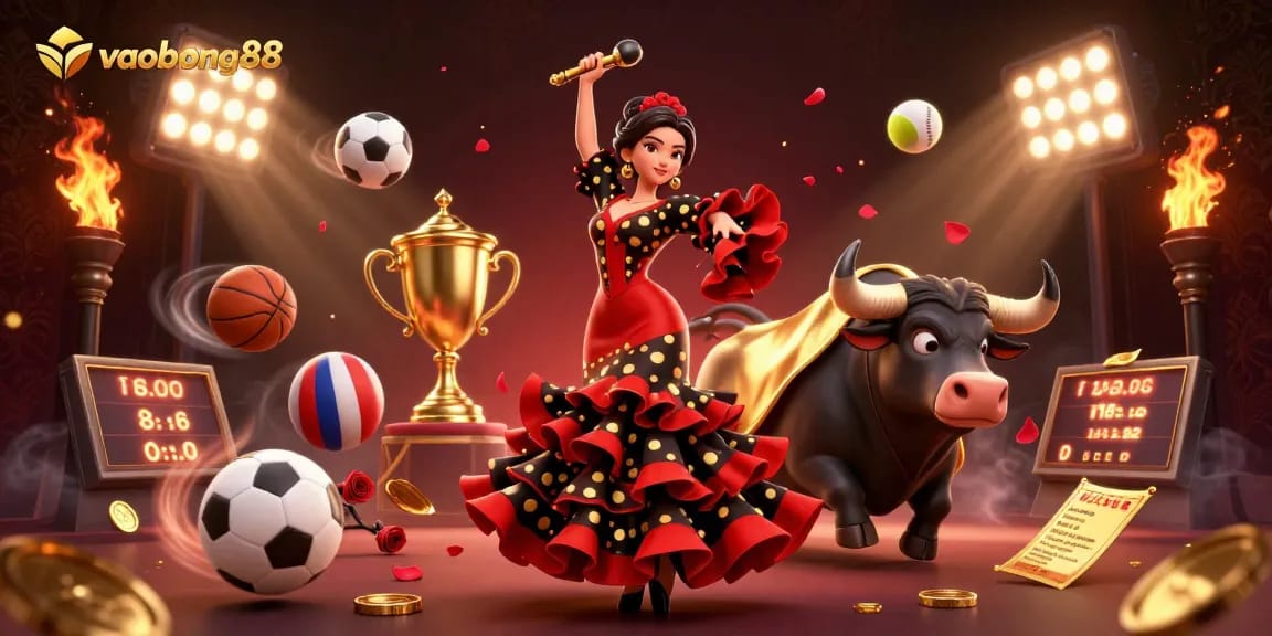 Bet on your luck with vaobong88 while enjoying a vibrant casino scene featuring dynamic sports and gambling elements.