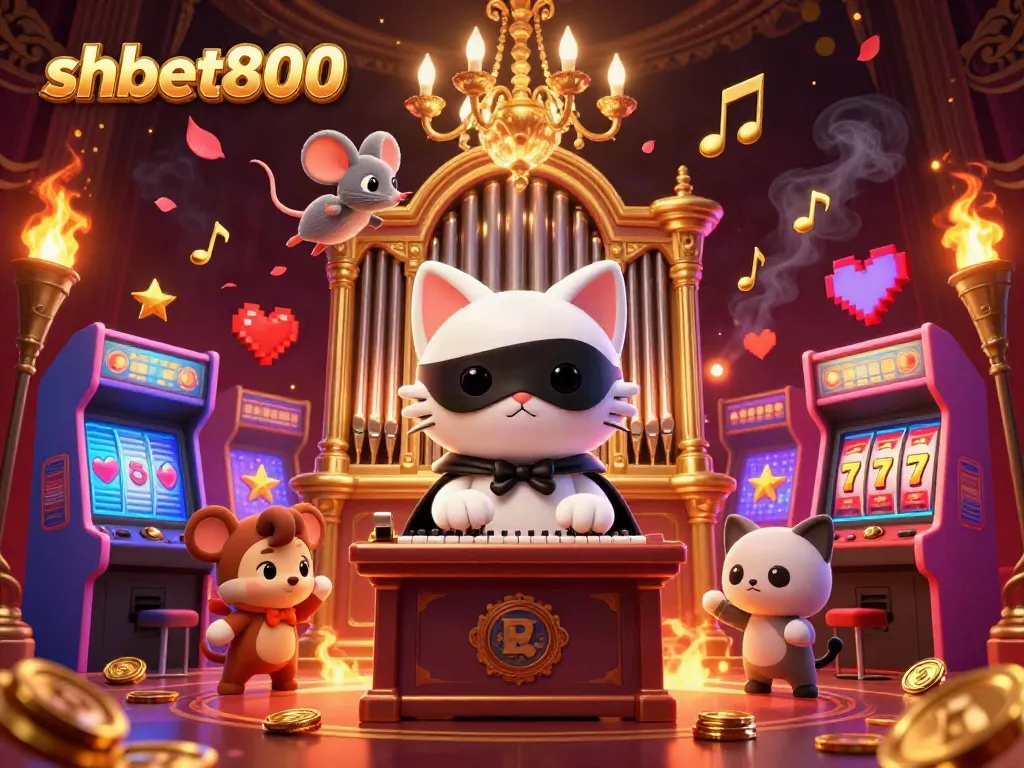 Engage in thrilling gaming at shbet800 with an enchanting 3D casino scene full of vibrant elements.