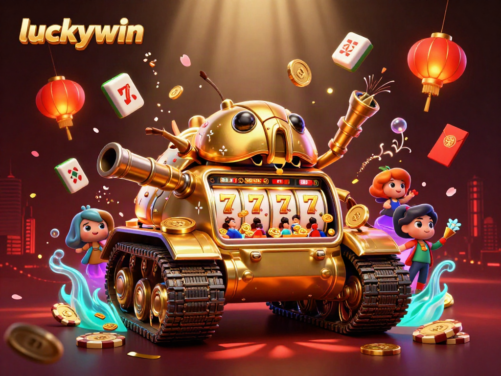 Experience the thrilling atmosphere of luckywin with a dynamic casino scene featuring a golden beetle tank.