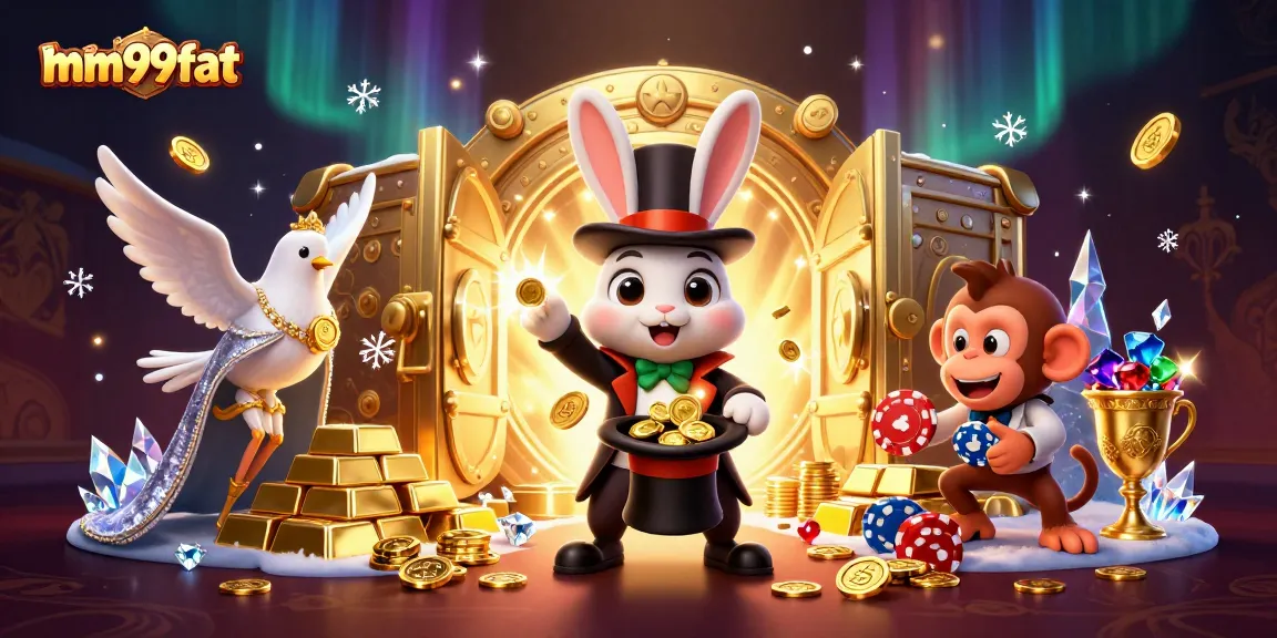Experience the thrilling magic of mm99fat with a vibrant 3D casino scene featuring unique characters.