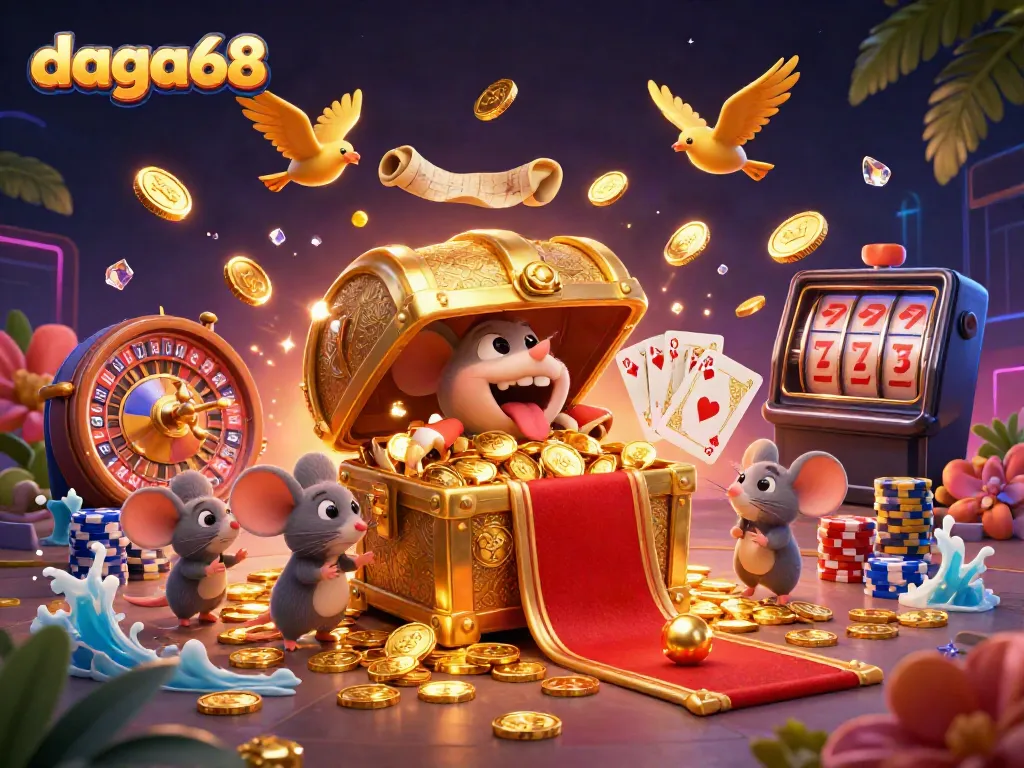 Engage in thrilling gaming experiences at daga68 with vibrant treasures and casino elements.