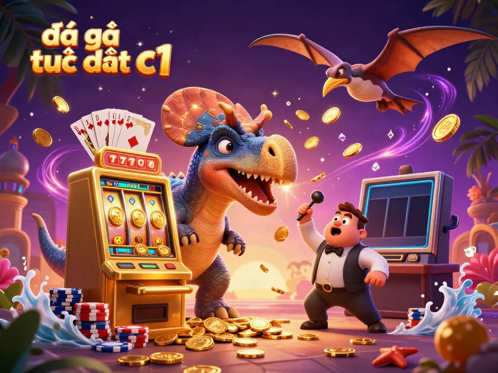 Experience the excitement of đá gà trực tiếp c1 with dynamic cartoon characters and casino elements.