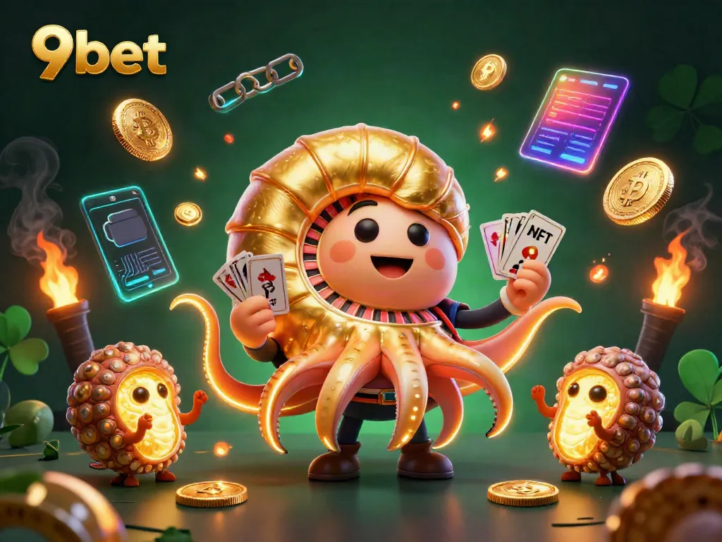Join the excitement of 9bet's live casino with vibrant, animated characters and crypto elements.