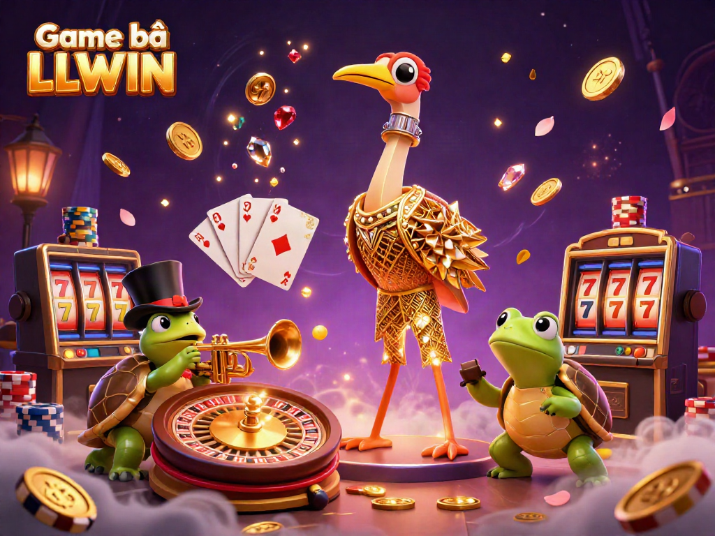 Experience thrilling gameplay with Game bài LLWIN at this vibrant casino scene filled with animated characters and dynamic game elements.