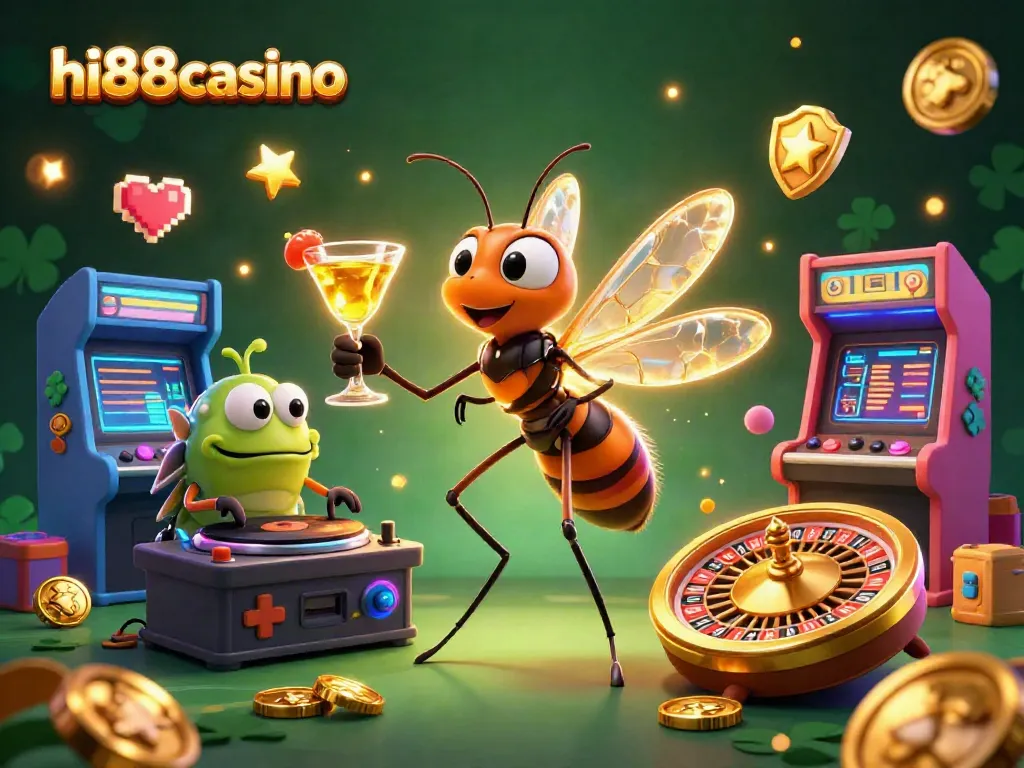 Experience the thrill of hi88casino with a vibrant 3D casino illustration showcasing unique characters.