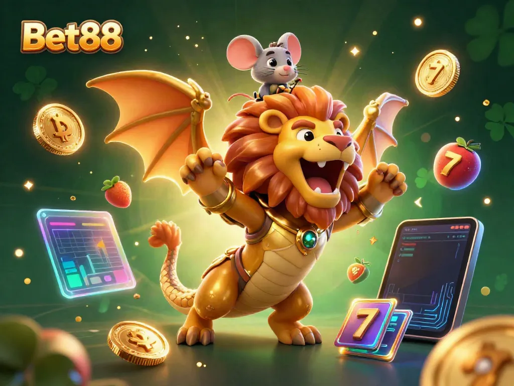Join Bet88's thrilling casino adventure featuring dynamic slot reels and exclusive rewards.
