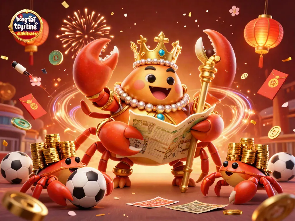 Engage in bóng đá trực tuyến cakhiatv with vibrant visuals of a crab emperor and dynamic casino elements.