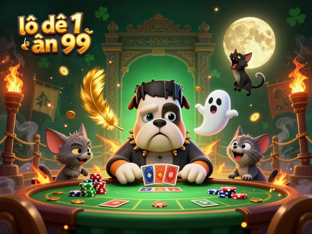 Experience the thrill of lô đề 1 ăn 99 through an engaging scene with rich casino elements and vibrant characters.