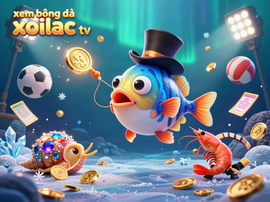 Xem bóng đá xoilac tv features a vibrant underwater scene with an anglerfish and sports elements attracting viewers' attention.