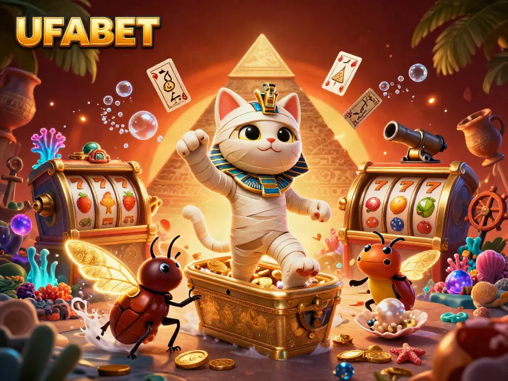Experience thrilling UFABET gameplay in a vibrant pyramid casino filled with treasures.