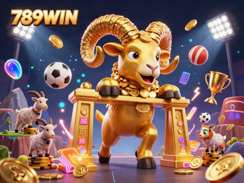 Experience thrilling games at 789WIN with energetic sports elements and a golden ram.