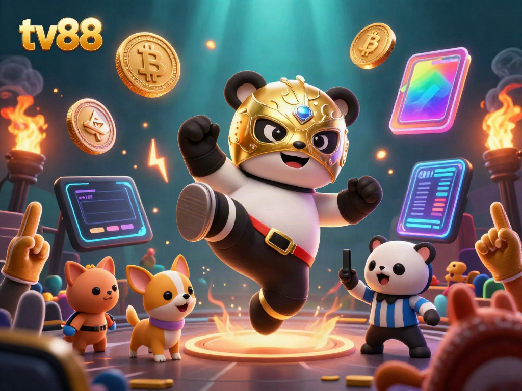 Engage with tv88's thrilling online gambling world featuring lively characters and crypto elements.