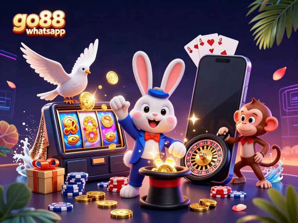 Experience go88 whatsapp excitement with vibrant casino elements and animated characters.