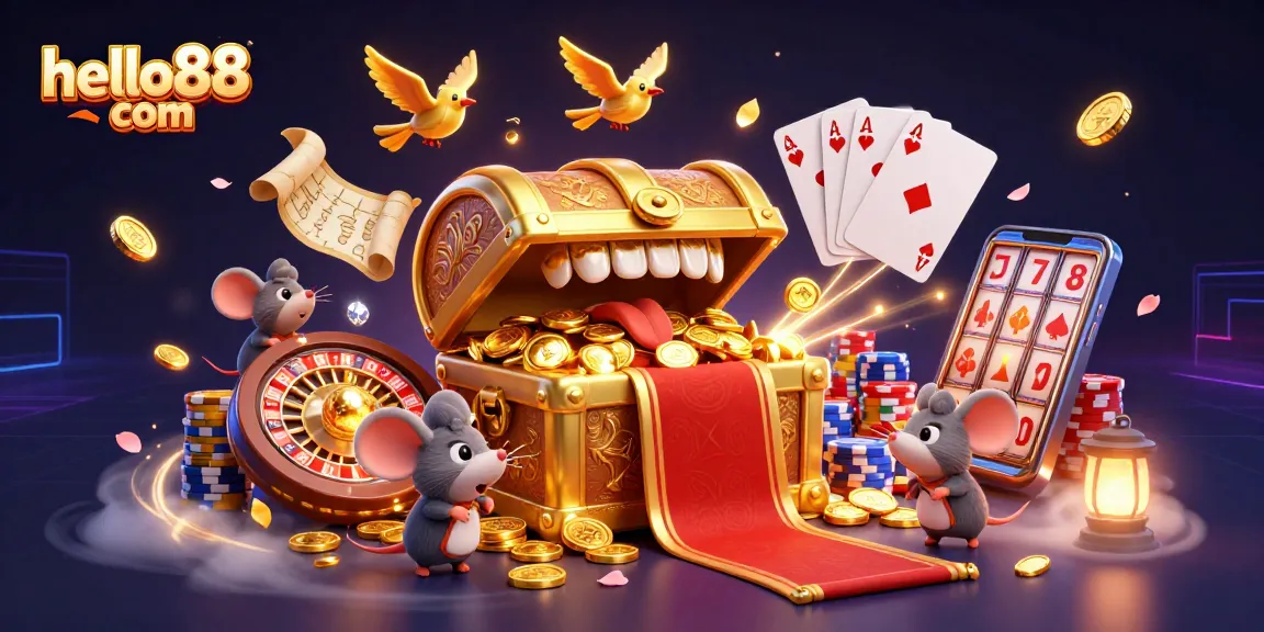 Experience the thrill of hello88 com with a dynamic 3D treasure scene filled with adventure, gold, and excitement.
