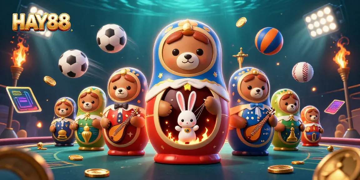 Experience the excitement of HAY88 as bears delight in casino games while playing amidst dynamic sports elements.