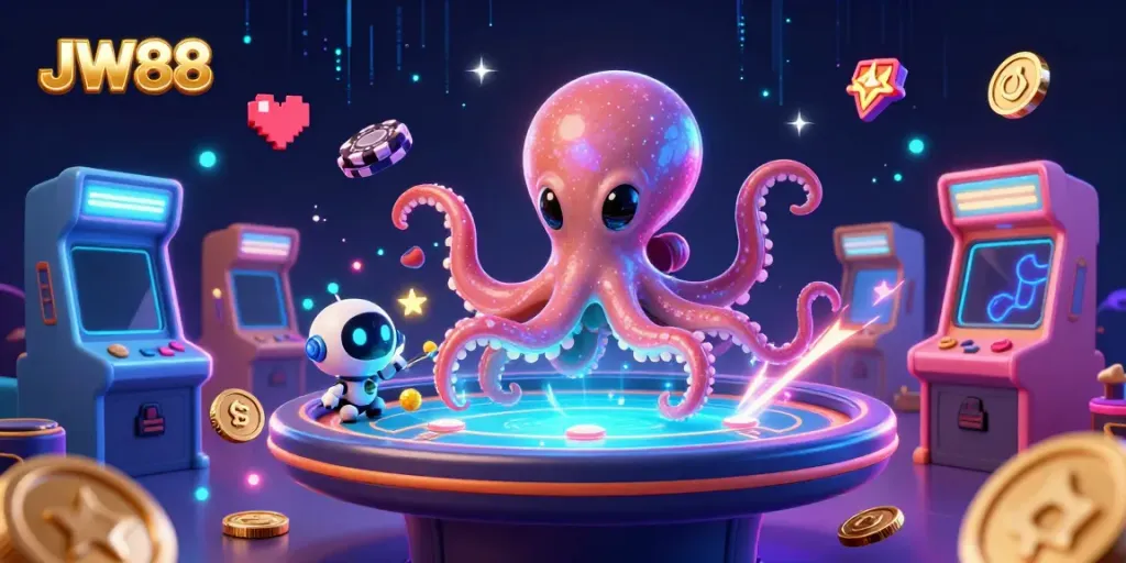 Experience exciting gameplay with JW88's intergalactic alien poker scene featuring vibrant elements.