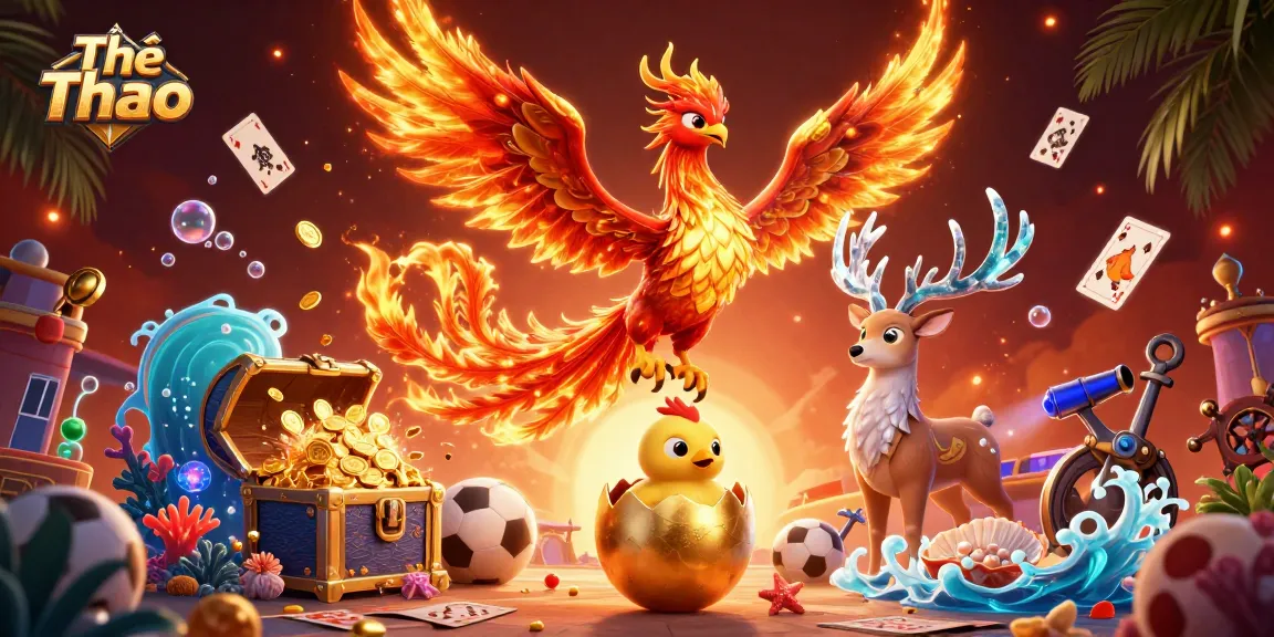 Engage with Thể Thao in vibrant sports-themed illustration featuring a phoenix and gaming elements.