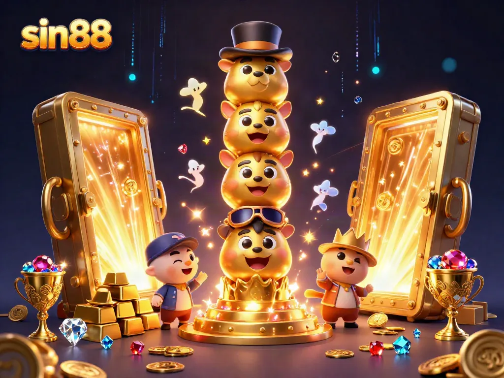 Join the fun at sin88, where a vibrant, cartoon-themed casino awaits filled with dazzling riches.