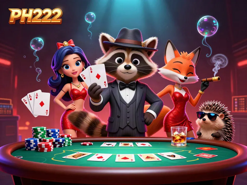 Experience the thrilling essence of PH222 in a vibrant casino scene with animated characters and dynamic gameplay elements.