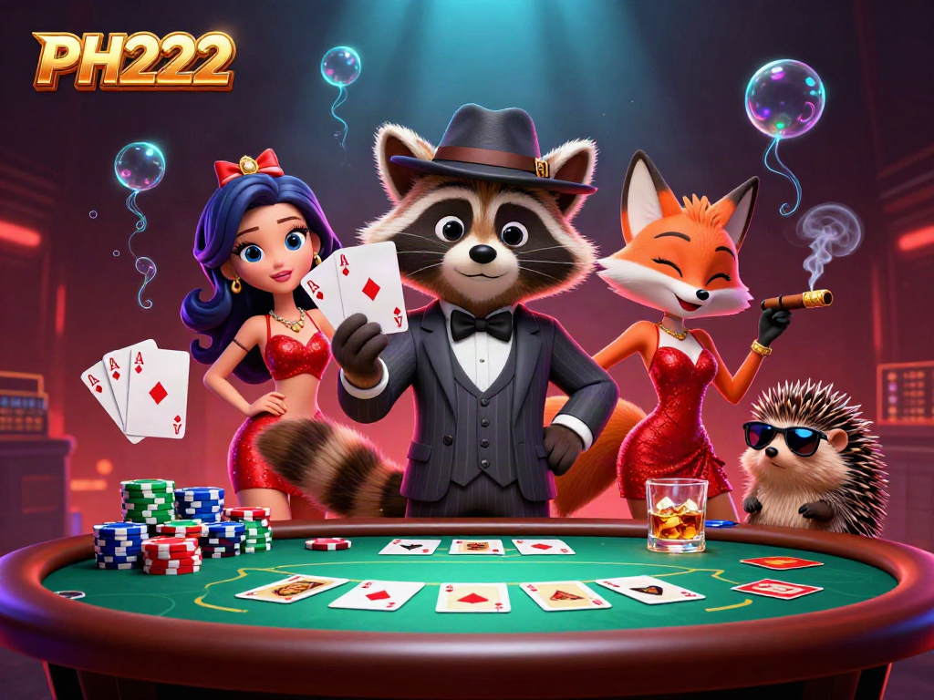 Experience the thrilling essence of PH222 in a vibrant casino scene with animated characters and dynamic gameplay elements.