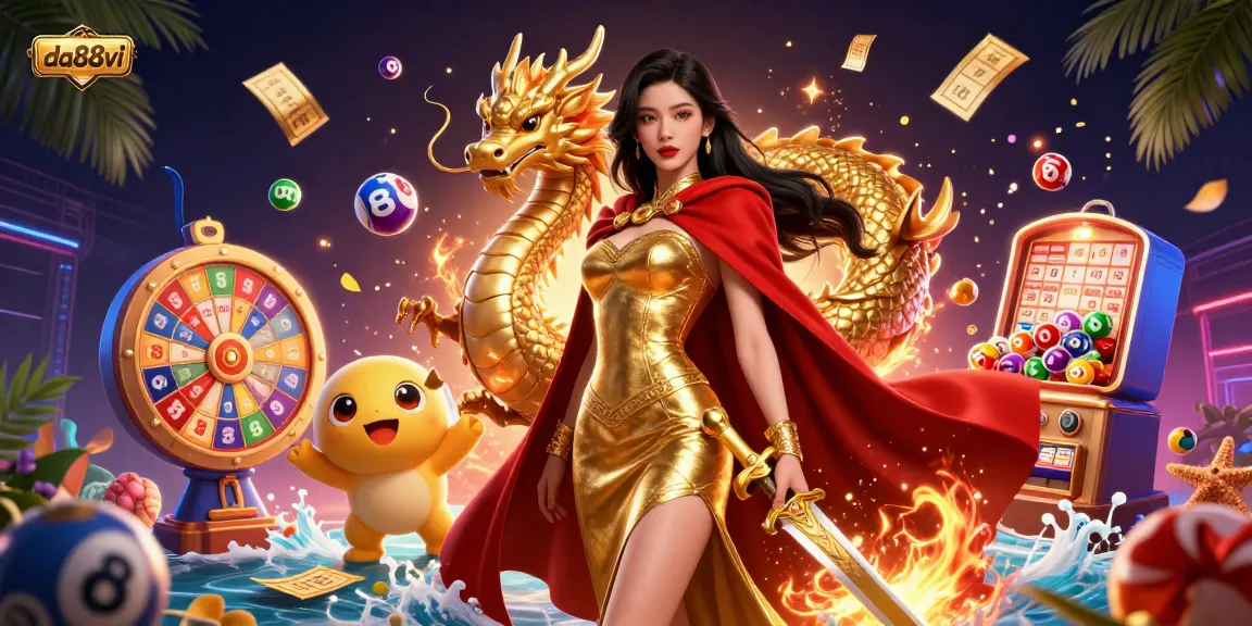 Experience thrilling gameplay at da88vi featuring an Asian warrior queen surrounded by vibrant casino elements.