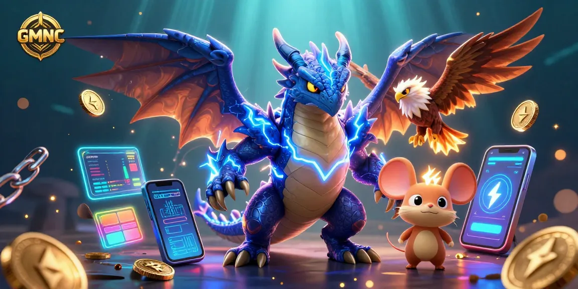 Play thrilling casino games with GMNC, featuring vibrant characters and crypto elements.