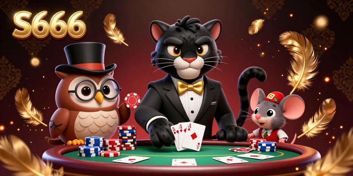 S666 cards being dealt elegantly by a black panther at a vibrant casino table with poker chips.