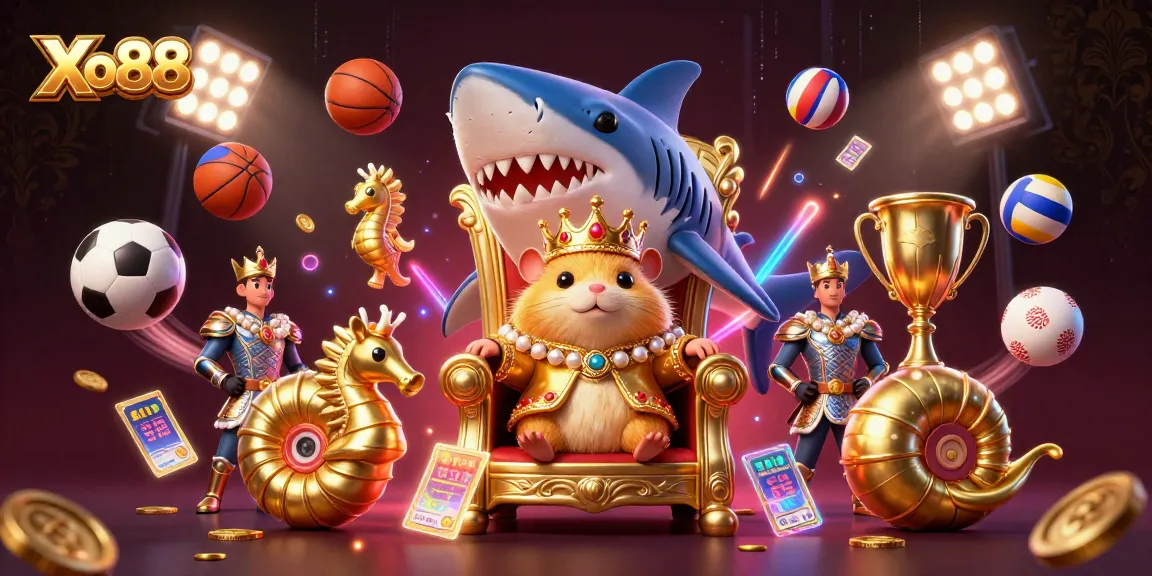 Xo88 offers thrilling online gambling experiences with vibrant 3D casino art featuring dynamic sports elements.