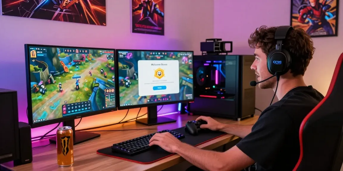 Excited gamer enjoying the KO66 app experience with vibrant setup and gaming gear.