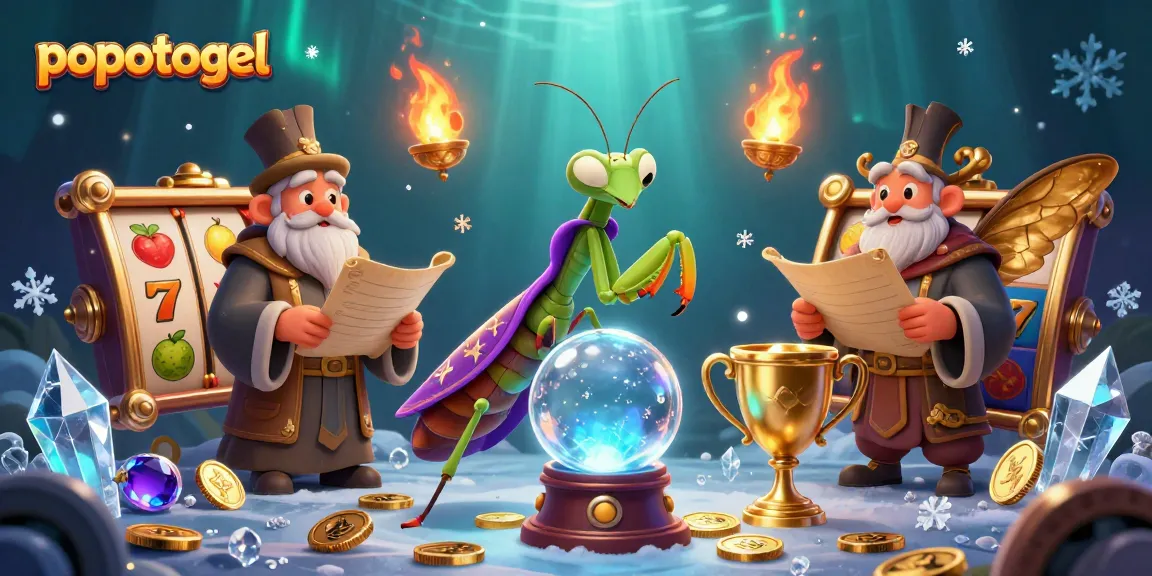 Engage with popotogel as the cartoon praying mantis fortune teller and moth librarian unveil vibrant slot elements.