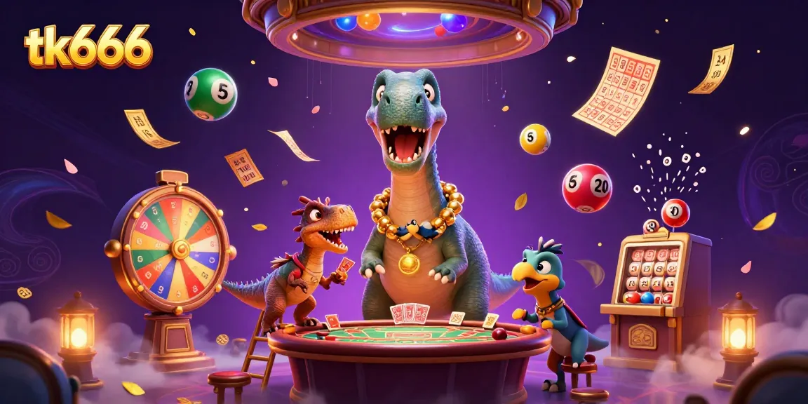 Experience the excitement of tk666 with vibrant lottery balls and casino elements in a dynamic 3D scene.