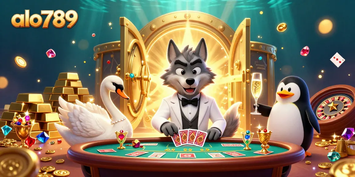 Engage in thrilling baccarat with alo789 characters amid a wealth of sparkling casino treasures.